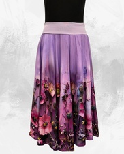 Dámská dlouhá kolová úpletová sukně,rozpité květy